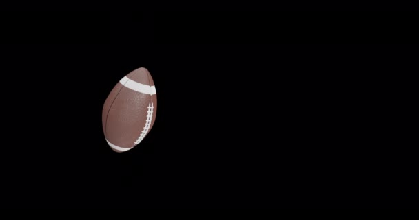 体育突发新闻广播的数字动画在黑色背景与美式足球和复制空间4K — 图库视频影像