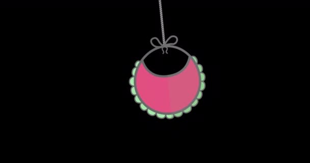 Digital Animation Baby Bib Hanging Black Background Copy Space — Stock Video