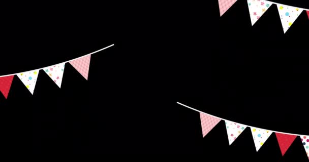 Digitale Animation Der Party Flagge Mit Kopierraum Auf Schwarzem Hintergrund — Stockvideo