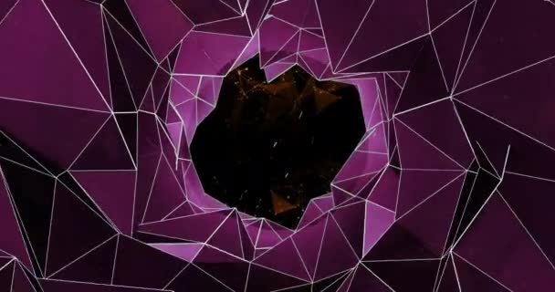 Туннель Многоугольника Показывает Светящиеся Звезды Черном Фоне Копировальным Пространством — стоковое видео
