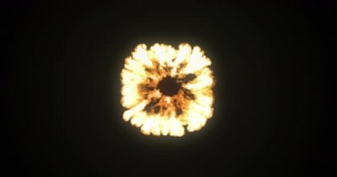 Siyah arka plan 4k üzerinde kopyalama alanı ile patlayan yangın patlaması dijital animasyon