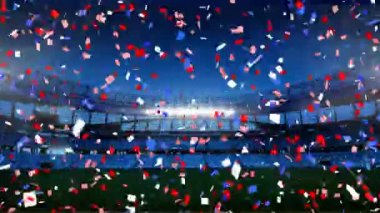Spor stadyumunun önüne düşen renkli konfetilerin animasyonu