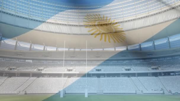 Animatie Van Een Blowing Argentijnse Vlag Voor Een Sportstadion — Stockvideo