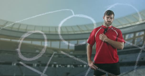 Animation Joueur Rugby Masculin Caucasien Debout Avec Les Mains Sur — Video