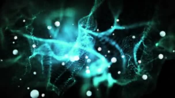 Animação Ectoplasma Azul Flutuante Manchas Azuis Brancas Luz Fundo Preto — Vídeo de Stock