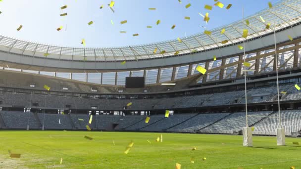 Animación Estadio Deportivo Con Caída Confeti Dorado — Vídeo de stock