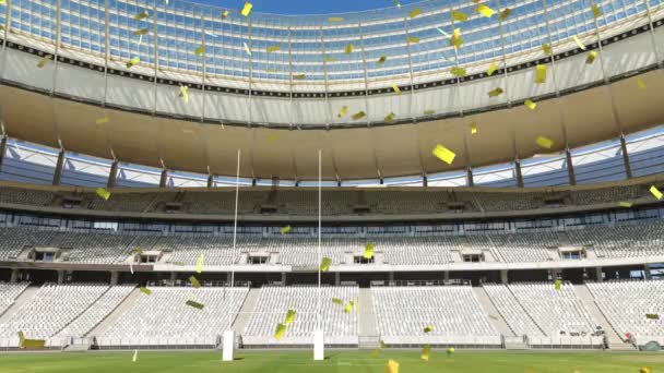 Animação Estádio Esportes Com Confetes Dourados Caindo — Vídeo de Stock