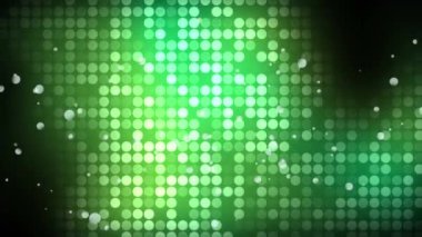 Siyah arka plan üzerinde yüzen beyaz ışık lekeleri ile parıldayan yeşil ışıklar bir banka animasyon