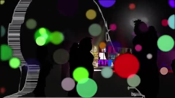Animação Manchas Coloridas Luz Cintilante Desfocada Passando Frente Contorno Branco — Vídeo de Stock