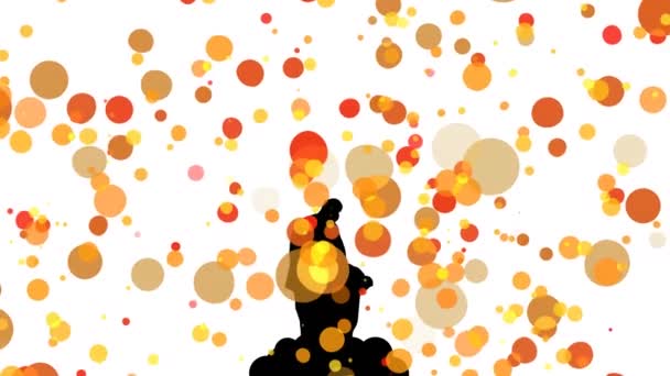 Анимация Оранжевых Красных Пятен Света Движущихся Перед Силуэтом Молодого Человека — стоковое видео