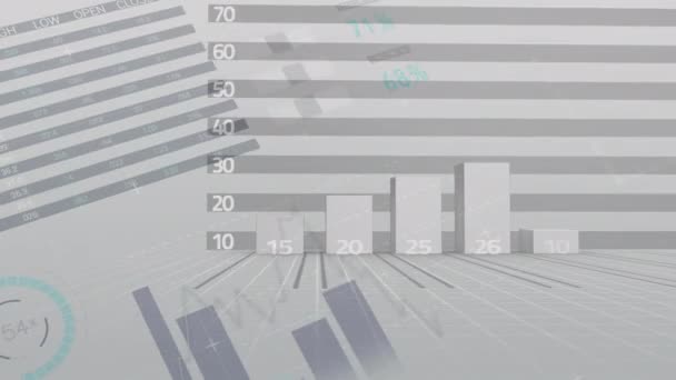 Animering Grafer Och Statistik Som Rör Sig Med Röd Pil — Stockvideo