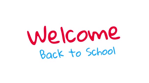 Animación Las Palabras Welcome Back School Manuscrita Rojo Azul Sobre — Vídeos de Stock