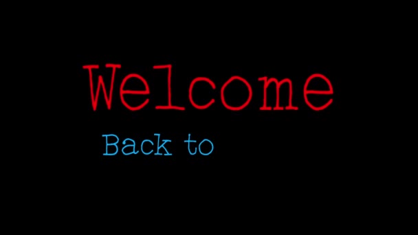 Animação Das Palavras Welcome Back School Escrito Vermelho Azul Sobre — Vídeo de Stock