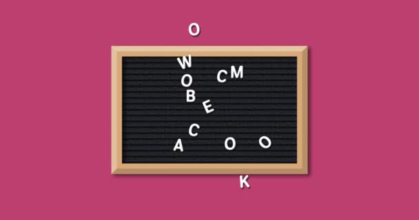 Animation Der Worte Willkommen Zurück Der Schule Weißen Buchstaben Auf — Stockvideo