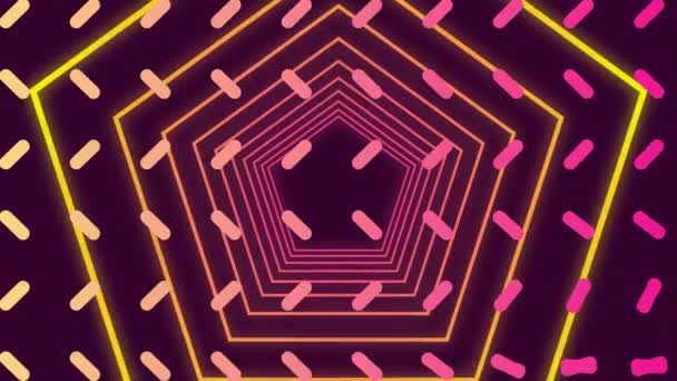 Animation Yellow Hexagons Zooming Pink Yellow Tablets Turning Brown Background — Stock Video