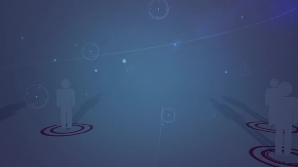 Animación Red Conexiones Con Iconos Personas Sobre Fondo Azul — Vídeo de stock