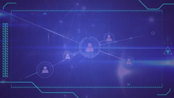 Animation d'un réseau mondial et connexions de données avec des lignes turquoise sur fond violet 