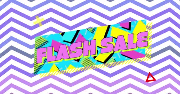Анимация Слов Flash Sale Розовом Синем Цветах Разноцветном Баннере Фиолетовом — стоковое видео