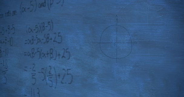 Animación Zoom Que Muestran Capas Gráficos Matemáticos Ecuaciones Manuscritas Tiza — Vídeo de stock