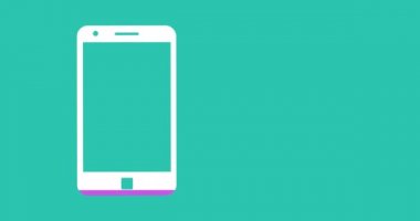 Yeşil arka planda mor renkte dolum akıllı telefon şeklinin animasyonu