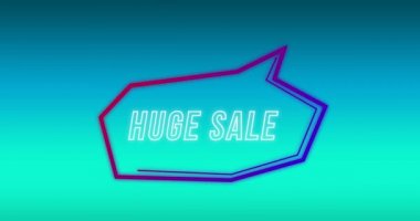 Mavi degrade arka planda mor kabarcık konuşma şeklinde kelimelerin Büyük Satış Animasyon