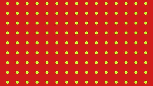 Animation Grid Light Green Dots Pulsating Unison Red Background — Stock Video