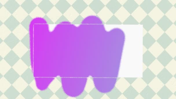 灰色と白のダイヤモンド模様の背景に矢印と形状で紫色の塗料で塗装された言葉販売スプレーのアニメーション — ストック動画