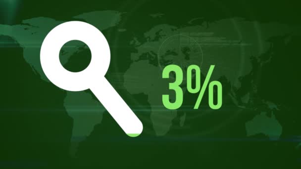 Анимация Увеличительной Формы Стекла Процентное Увеличение Нуля Ста Заполнения Зеленым — стоковое видео