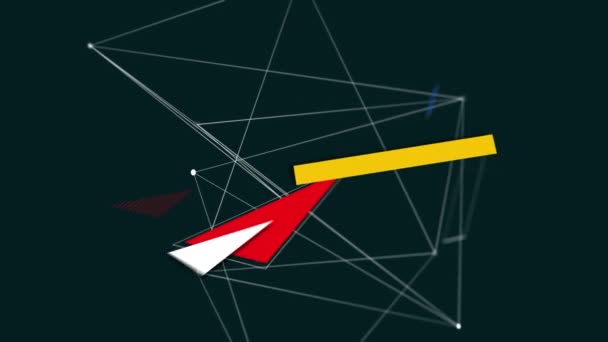 Animación Una Forma Línea Giratoria Con Triángulos Rectángulos Convergente Rojo — Vídeos de Stock