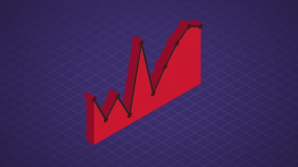 Koyu Mavi Arka Planlı Bir Izgara Üzerinde Kırmızı Grafik Oluşturma — Stok video