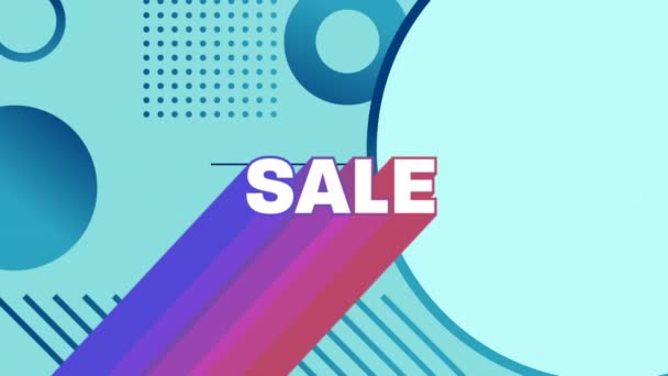 Animation Word Sale White Purple Pink Trails Appearing Bottom Left — Stock Video