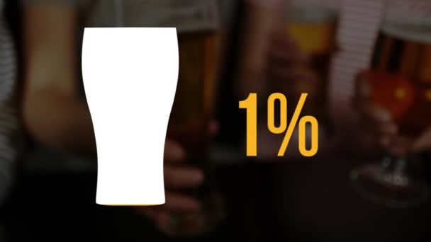 Animação Forma Copo Cerveja Porcentagem Aumentando Zero Para Noventa Três — Vídeo de Stock