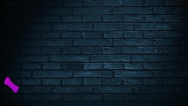 Siyah Tuğla Duvar Arka Plandan Pembe Mor Boya Kaplama Çıkarma — Stok video