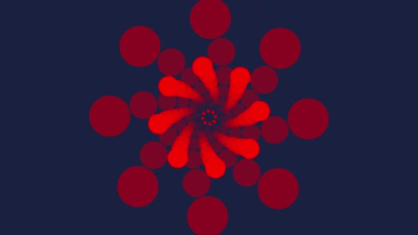 在深蓝色背景上移动的红色形状的万花筒动画 — 图库视频影像