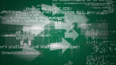 Grafikleri değiştirirken ve verileri kaydırırken sağa doğru işaret eden ve hareket eden beyaz okların animasyonu yeşil arka planda görünür