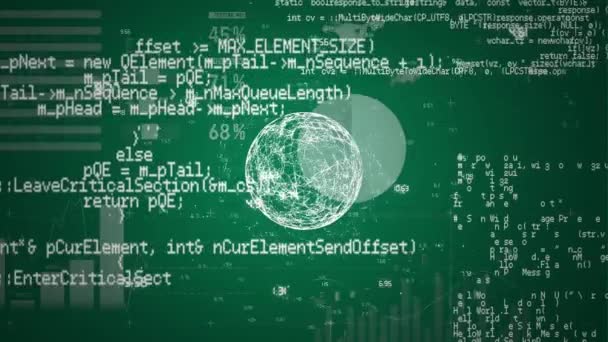 Animación Desplazamiento Datos Rotación Del Globo Cambio Gráficos Sobre Fondo — Vídeo de stock