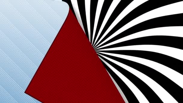 Animation White Striped Wallpaper Peeled Back Top Right Reveal Red — Stock Video