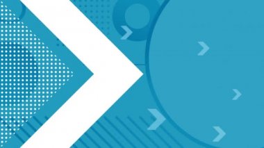 Beyaz nokta ve mavi arka plan üzerinde kaybolan mavi daireler, çizgiler ve noktalarla ekranın soluna giren dört küçük mavi okla dolu büyük beyaz bir okun animasyonu