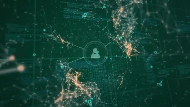 Animación Iconos Personas Conectando Moviendo Datos Sobre Fondo Verde — Vídeo de stock