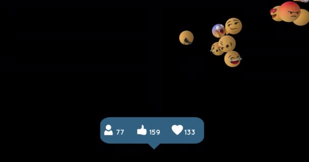 Animation Einer Gruppe Von Emoji Symbolen Die Von Rechts Nach — Stockvideo