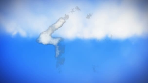 Arka Planda Bulutlarla Mavi Bir Gökyüzüyle Yüzen Buluttan Yapılmış Bir — Stok video