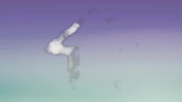 Animation House Shape Made Cloud Floating Gradient Purple Green Background — Αρχείο Βίντεο