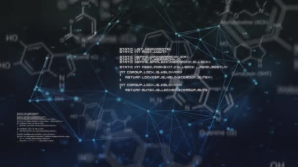 Animação Rede Conexões Com Dados Fórmula Estrutural Compostos Químicos Primeiro — Vídeo de Stock