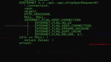 Yeşil veri işleme ve siyah arka plan üzerinde geçen ışık izleri ile kaydırma animasyonu