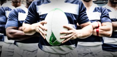 Rugby Takımı şafakta rugby stadyumuna karşı