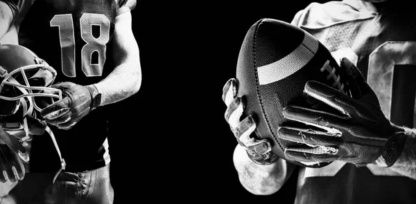 Jogador Futebol Americano Com Capacete Close — Fotografia de Stock