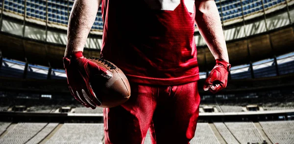 Stadyumda Güneşli Bir Günde Rugby Gol Sonrası Karşı Amerikan Futbolcu — Stok fotoğraf