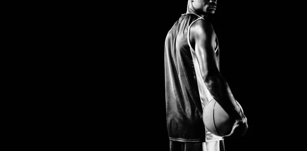 Kosárlabda Játékos Izolált Fekete Háttér — Stock Fotó