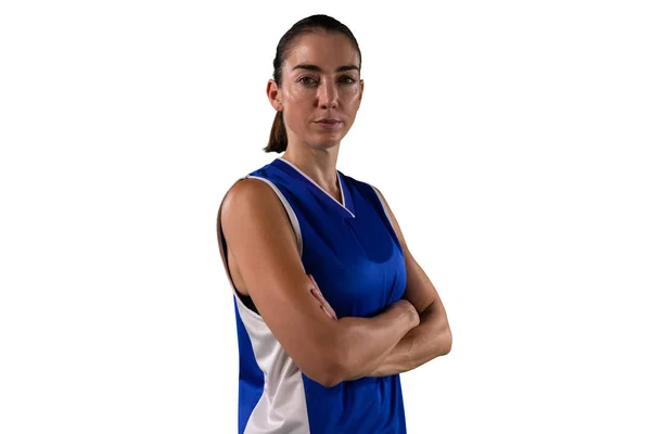 Duro Jugador Baloncesto Femenino Aislado Sobre Fondo Blanco — Foto de Stock