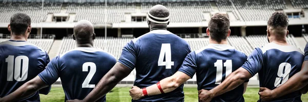 Rugby Team Contre Rugby Par Une Journée Ensoleillée Dans Stade — Photo
